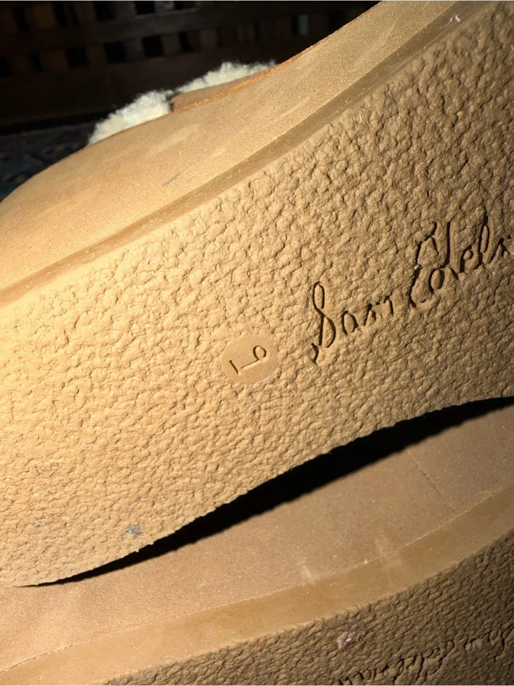 Sam Edelman Tan Sherpa-Trim Wedge Ankle Boots